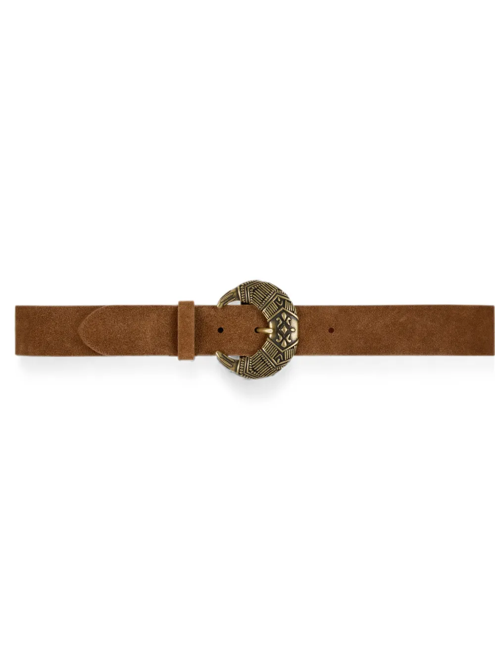 Ba&Sh Suède riem met gegraveerde gesp Bruin