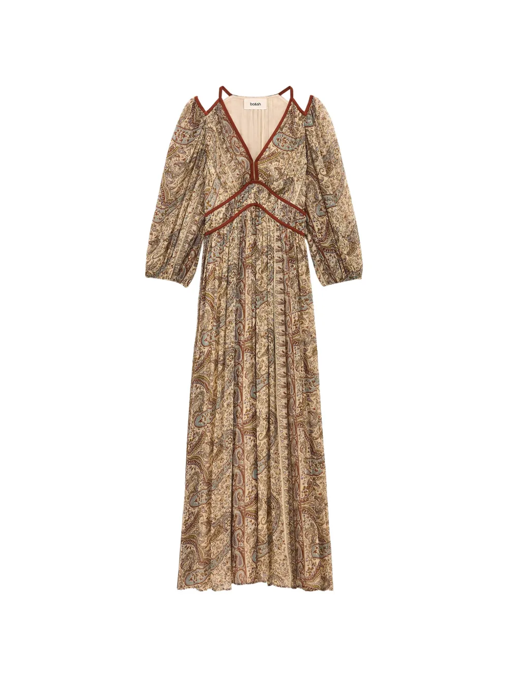 Ba&sh Chana Paisley-print Cold-shoulder Maxi Dress In Brown