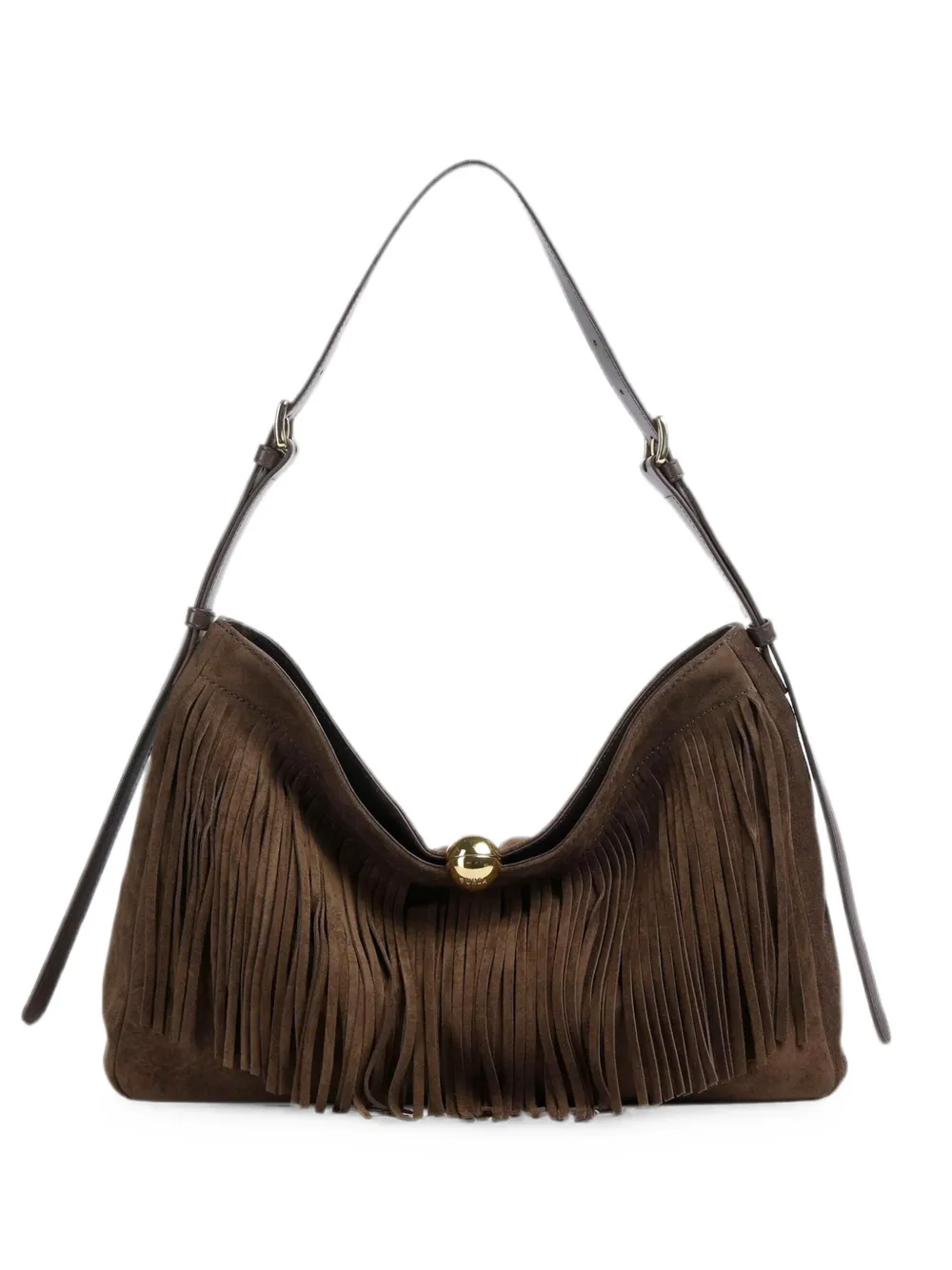 Furla fringe-detail suede shoulder bag - Braun