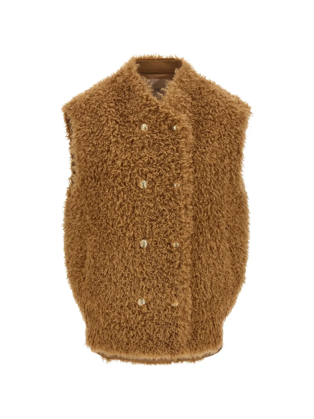 TWINSET double-breasted teddy-effect vest - Braun