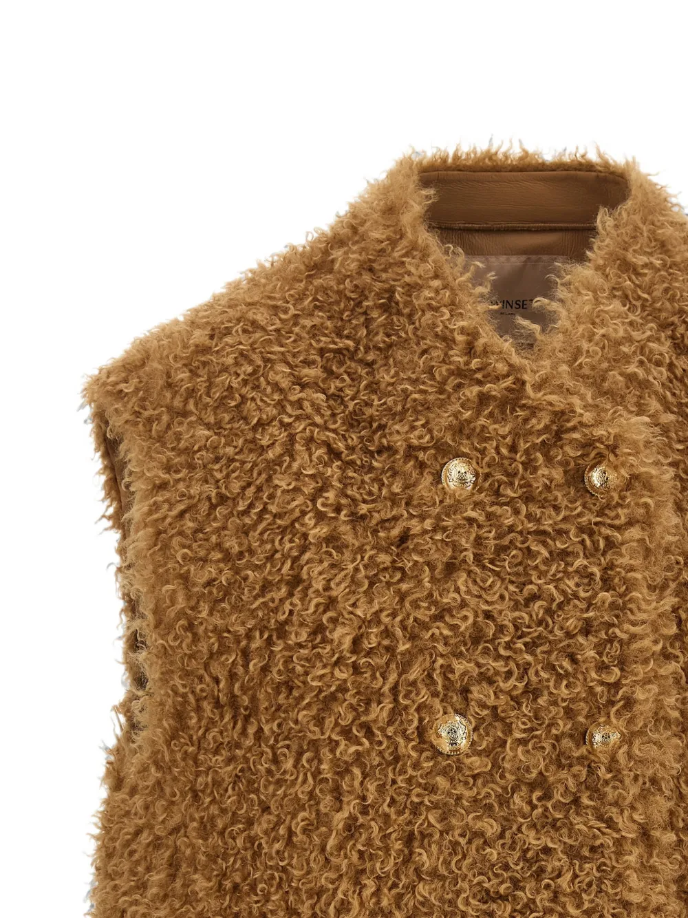 TWINSET Top met dubbele rij knopen en teddy-effect Bruin