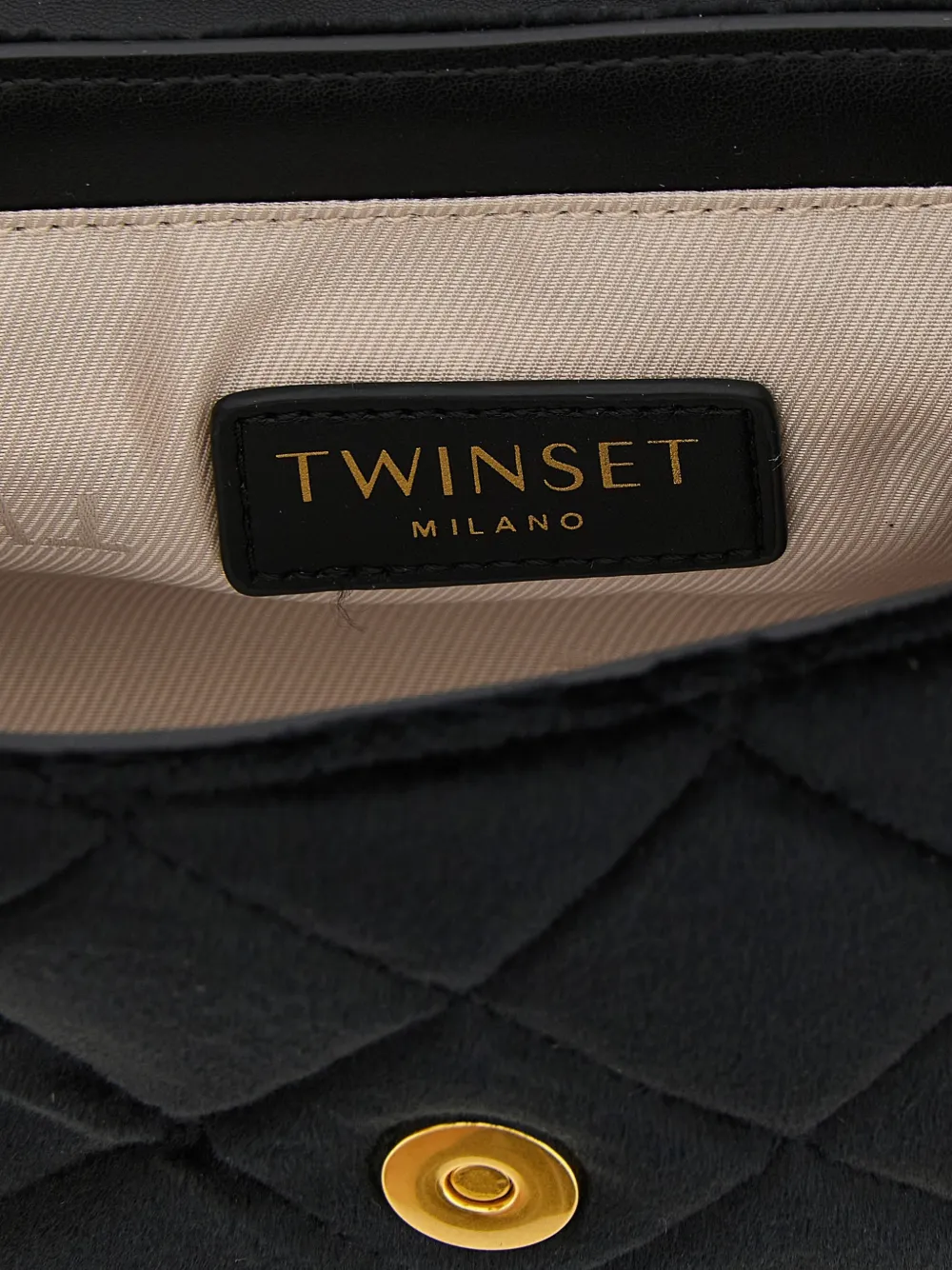 TWINSET Gewatteerde fluwelen schoudertas Zwart