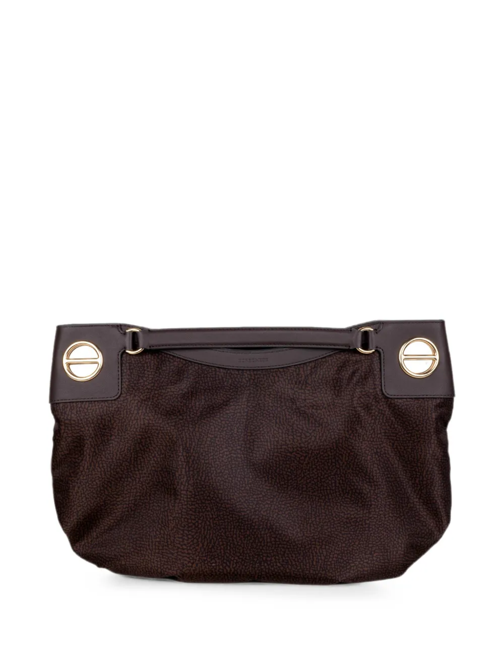 Borbonese London mini-clutch met leren afwerking Bruin