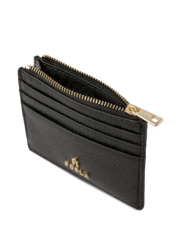 FURLA 財布 Furla logo-plaque Zipped Cardholder | ブラック | FARFETCH JP