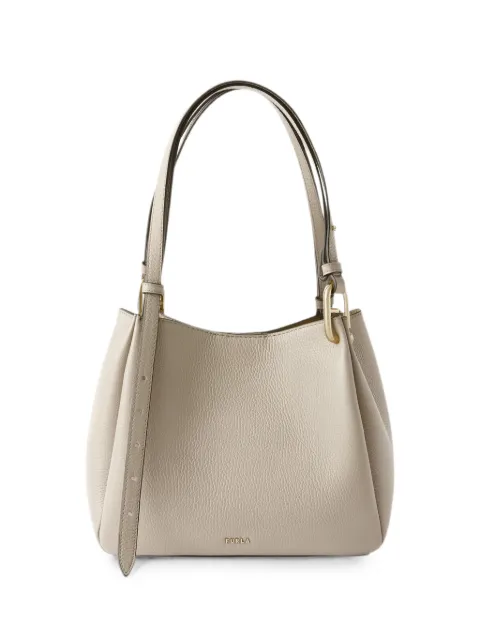 Furla logo印花粒面皮质斜挎包