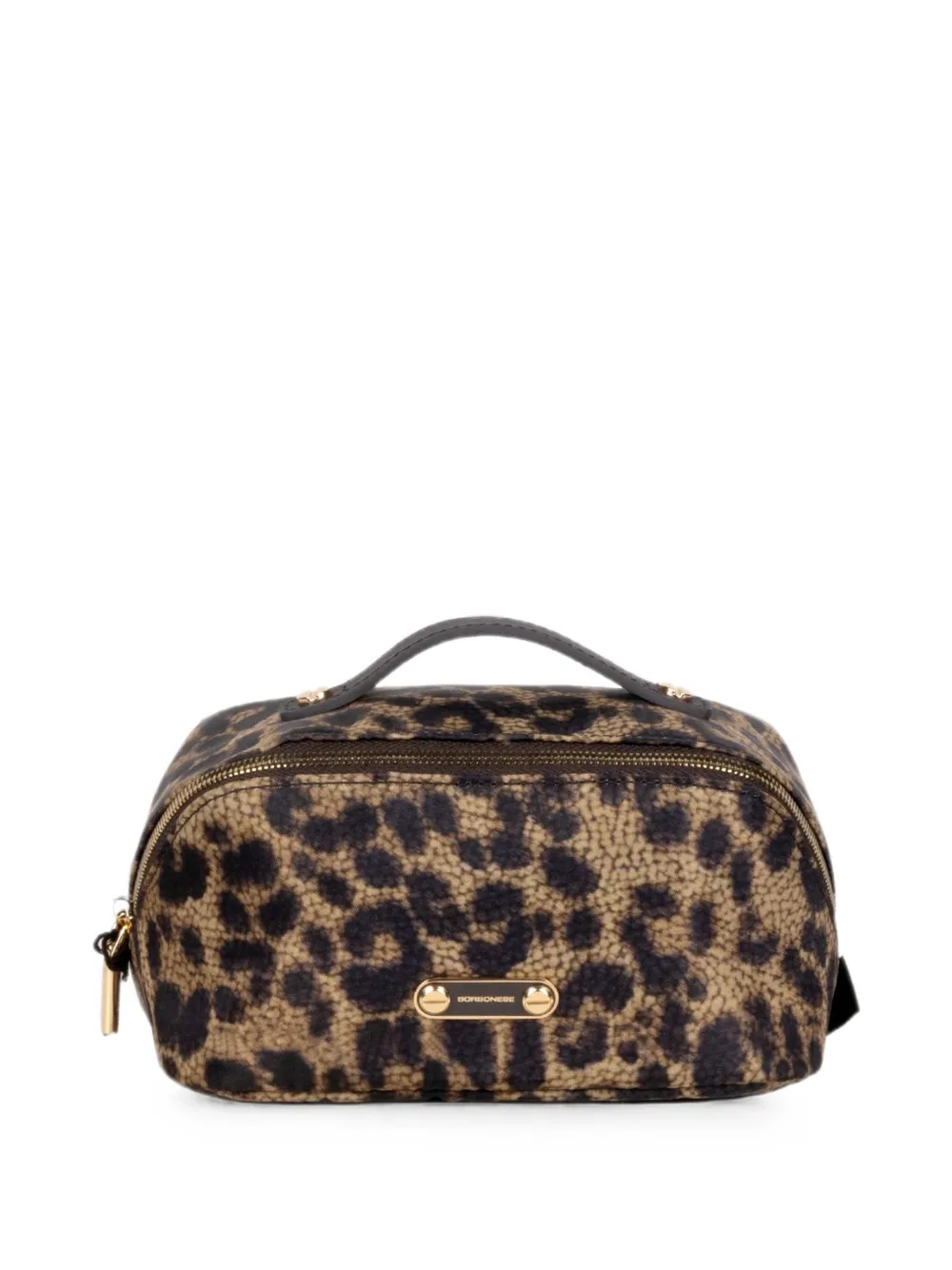 Borbonese Clutch met luipaardprint en handvat Beige