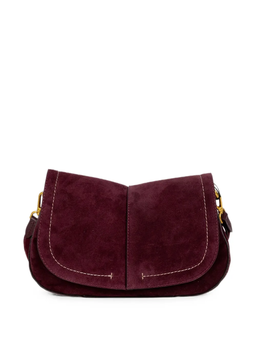 Gianni Chiarini Helena Suede Contrast-stitch Clutch Bag In Burgundy