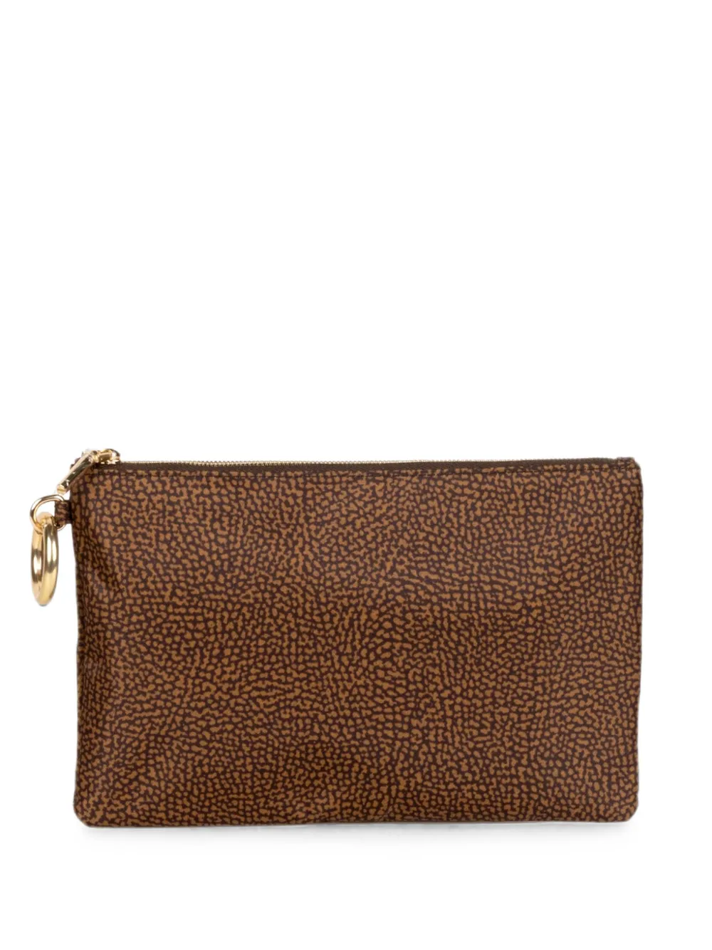 Borbonese Animal-print Logo-plaque Clutch Bags In 褐色