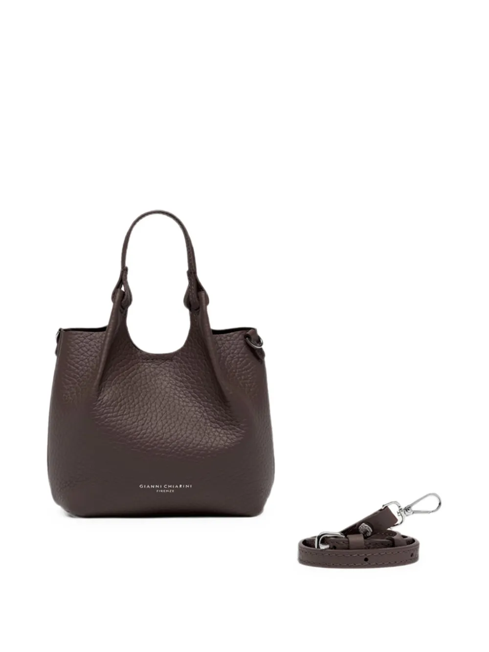 GIANNI CHIARINI Kleine Dua shopper van bewerkt leer Bruin