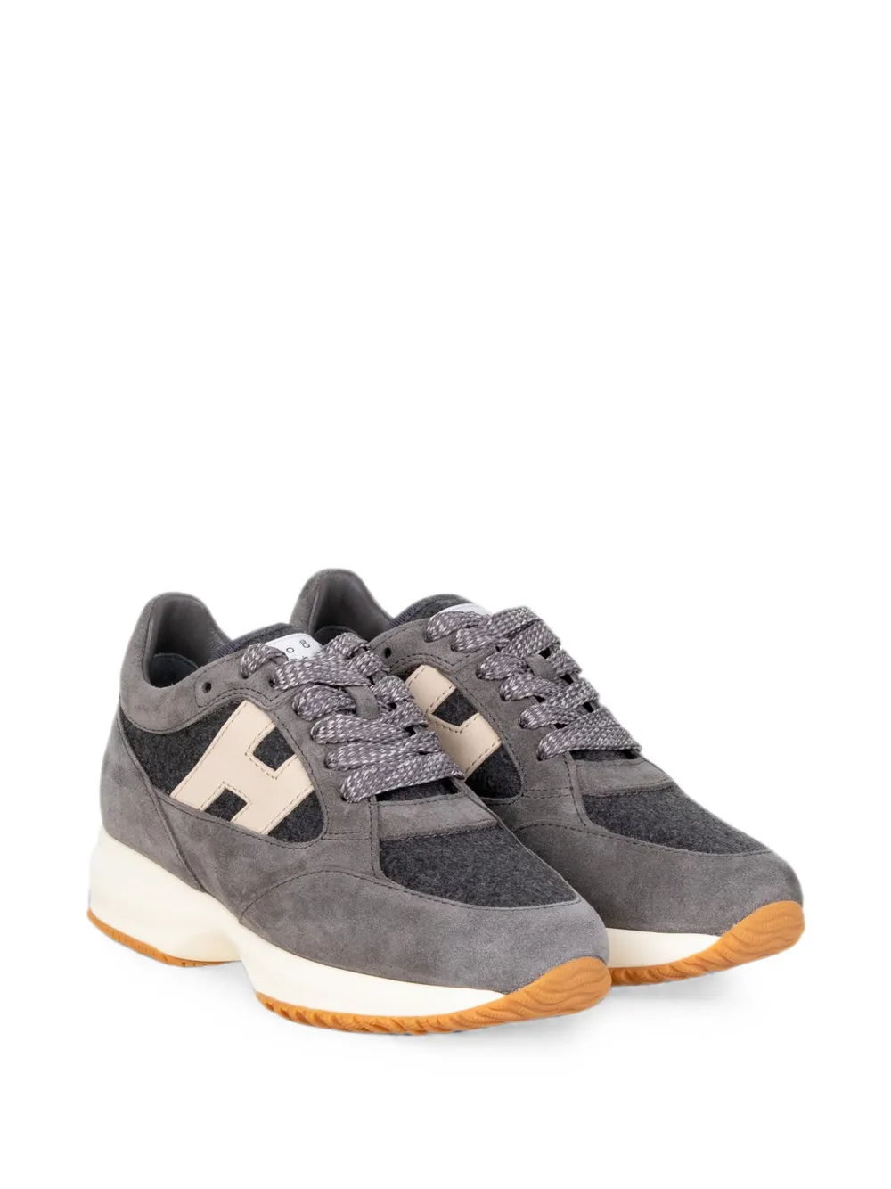 Hogan logo-patch panelled sneakers Grijs