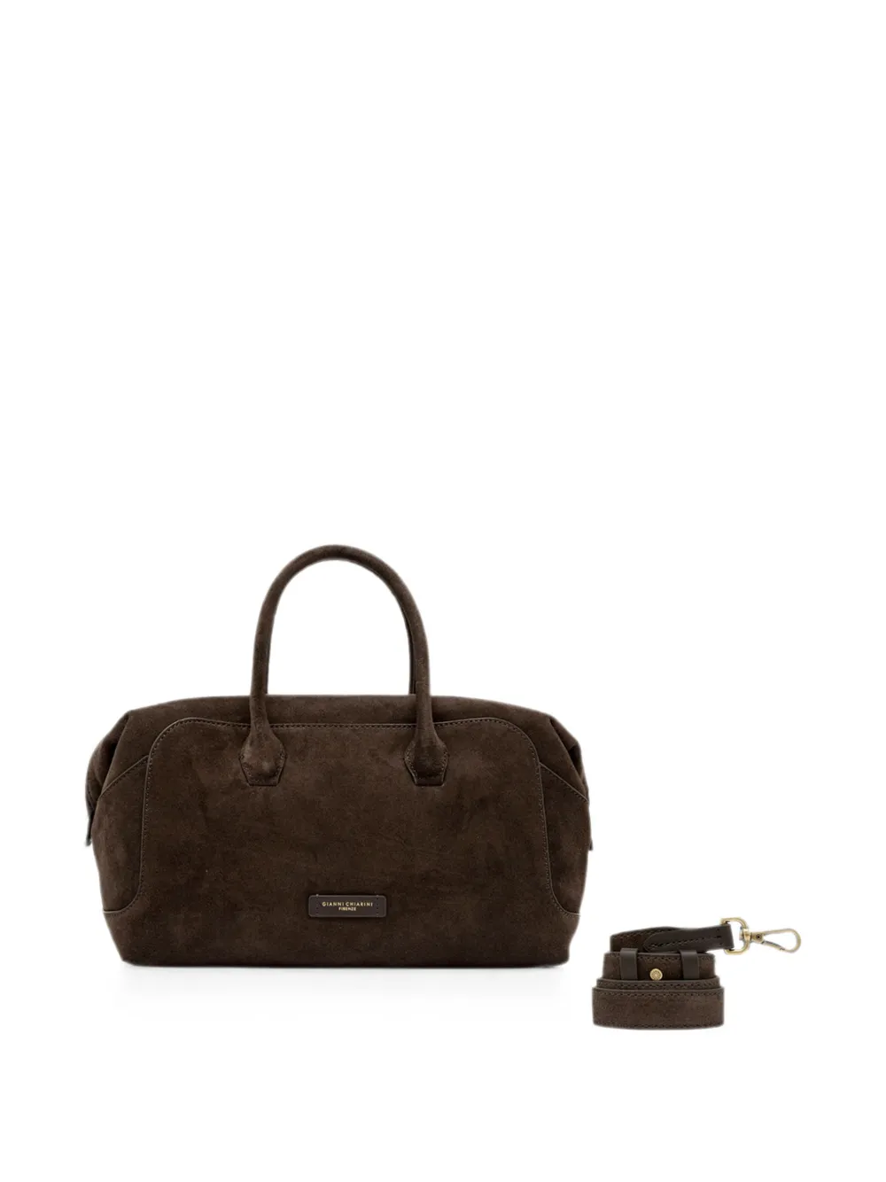 GIANNI CHIARINI Suède clutch met handvat Bruin