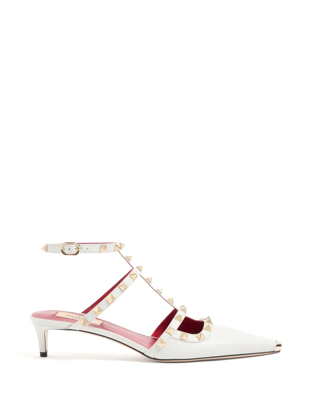 Valentino Garavani Rockstud court shoes in kid leather 40mm - Bianco