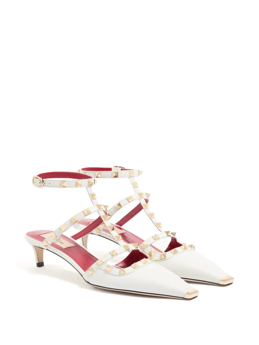 Valentino Garavani Rockstud court shoes in kid leather 40mm Wit