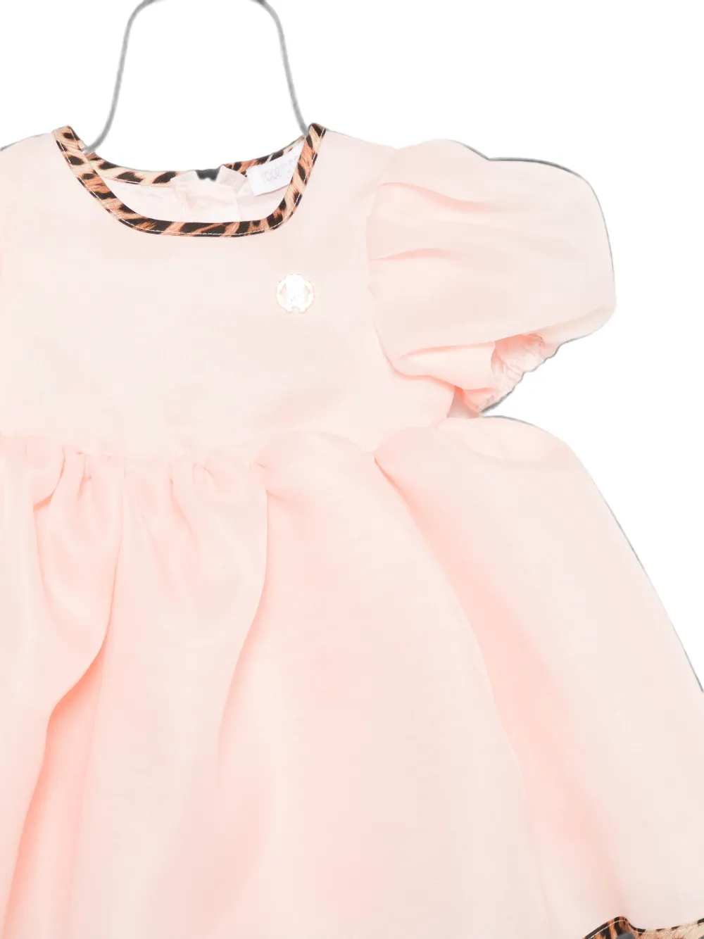 Roberto Cavalli Junior Jurk met luipaardafwerking en pofmouwen Roze