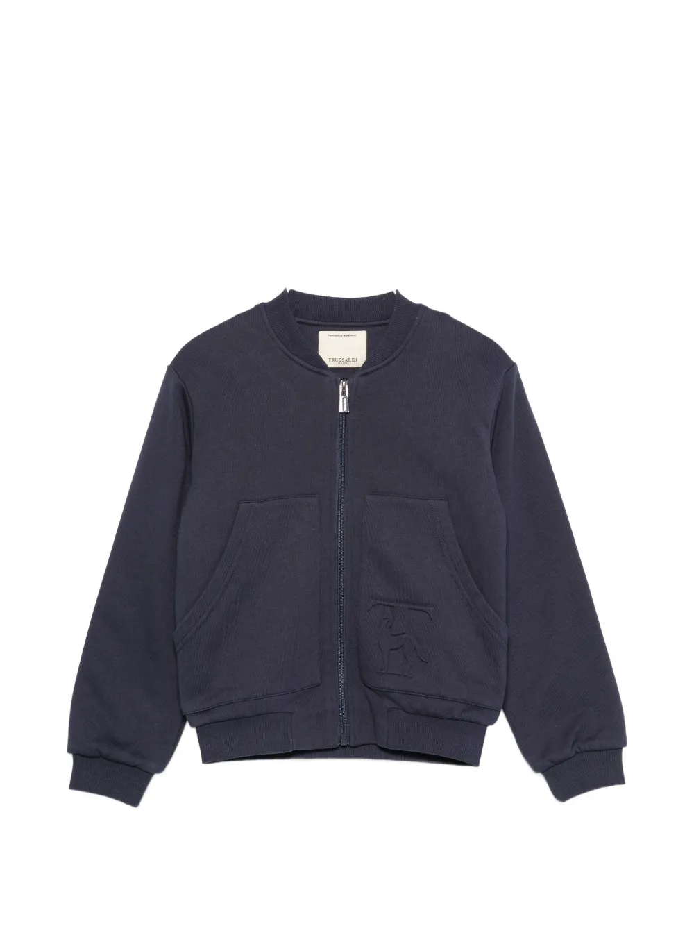 TRUSSARDI JUNIOR embossed-logo zip-up sweatshirt - Blu