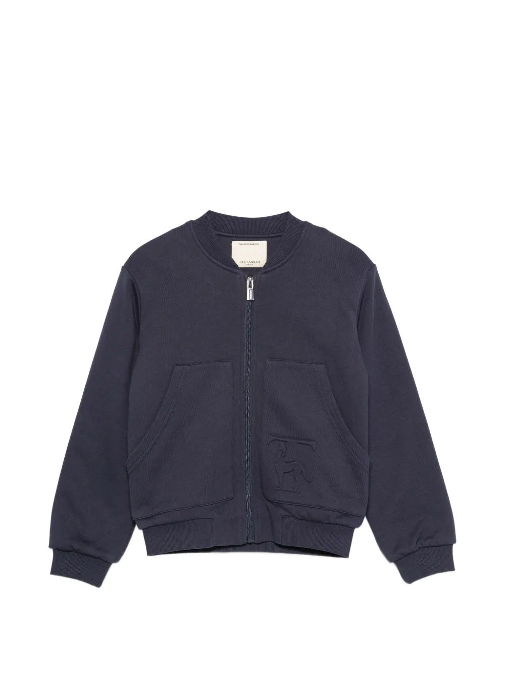 TRUSSARDI JUNIOR embossed-logo zip-up sweatshirt - Blu