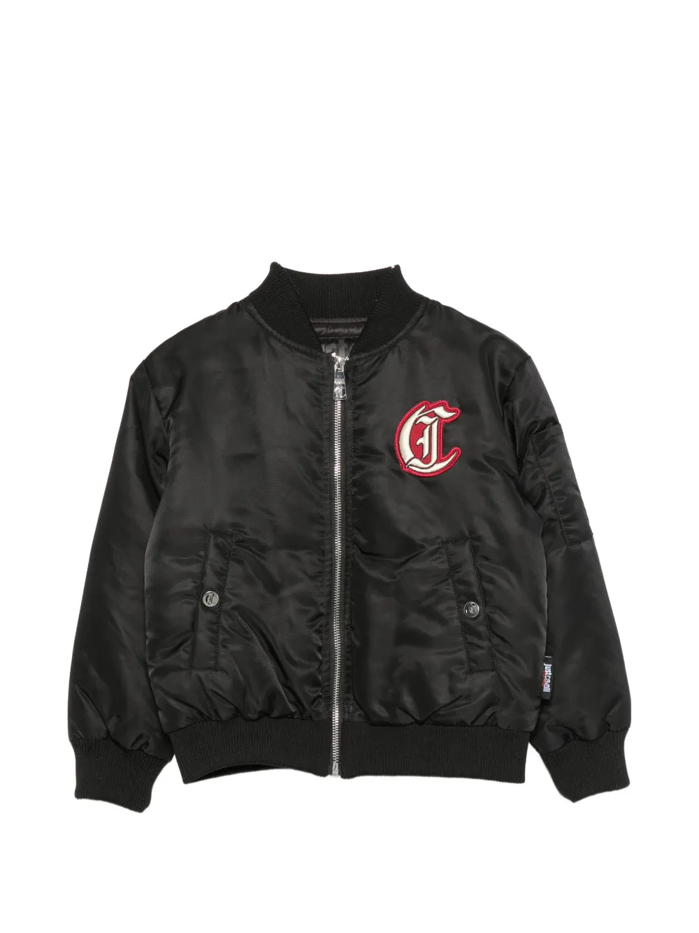 Just Cavalli Kids logo-patch bomber jacket - Schwarz