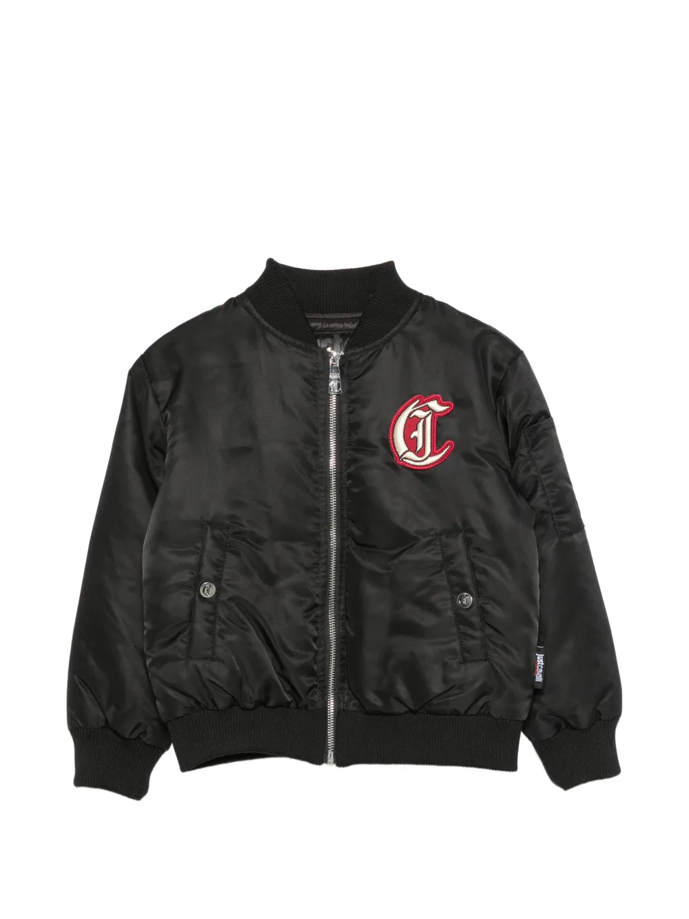 Just Cavalli Kids logo-patch bomber jacket - Nero