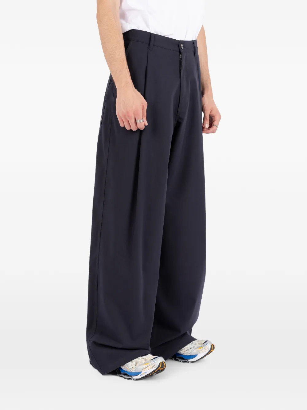 Société Anonyme St. Andrew plooibroek met wijde pijpen Blauw