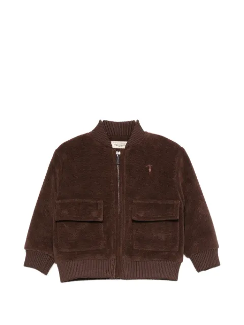 TRUSSARDI JUNIOR logo-embroidered zip-up bomber jacket