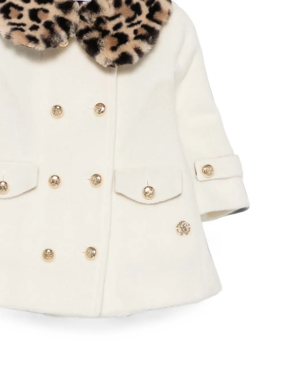 Roberto Cavalli Junior Jas met luipaardprint en dubbele rij knopen Beige