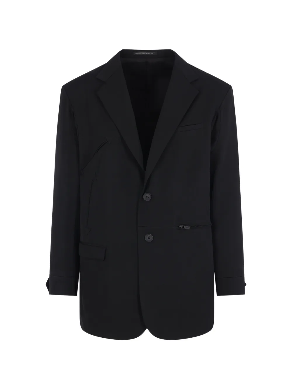 Yohji Yamamoto wool zip-detail notch-lapel jacket - Schwarz