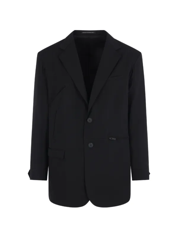 Yohji Yamamoto Wool zip-detail notch-lapel Jacket | Black