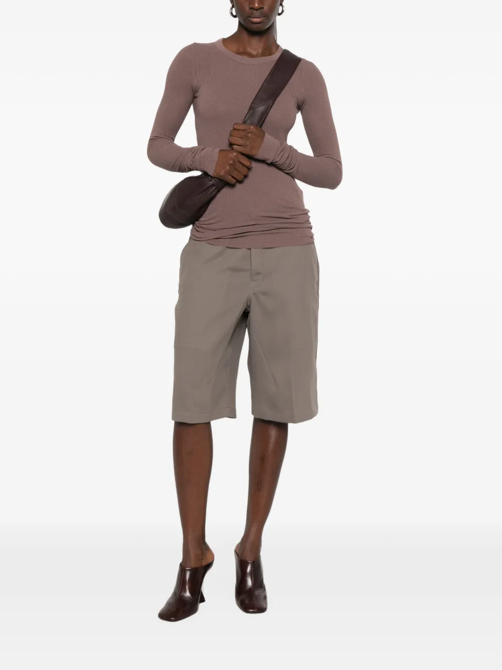Rick Owens ribbed long-sleeve T-shirt Beige