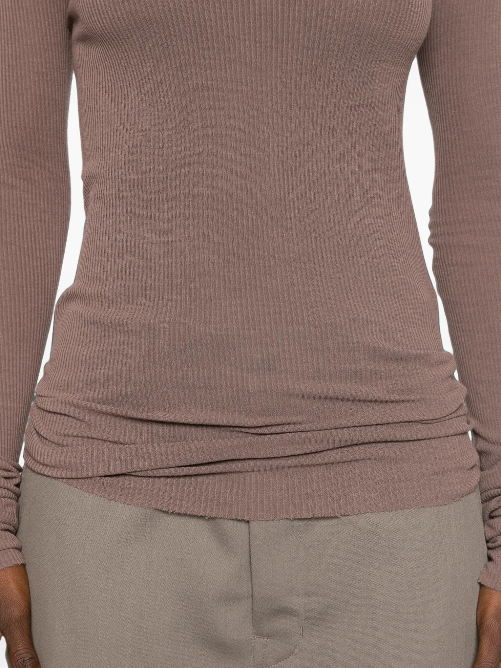 Rick Owens ribbed long-sleeve T-shirt Beige