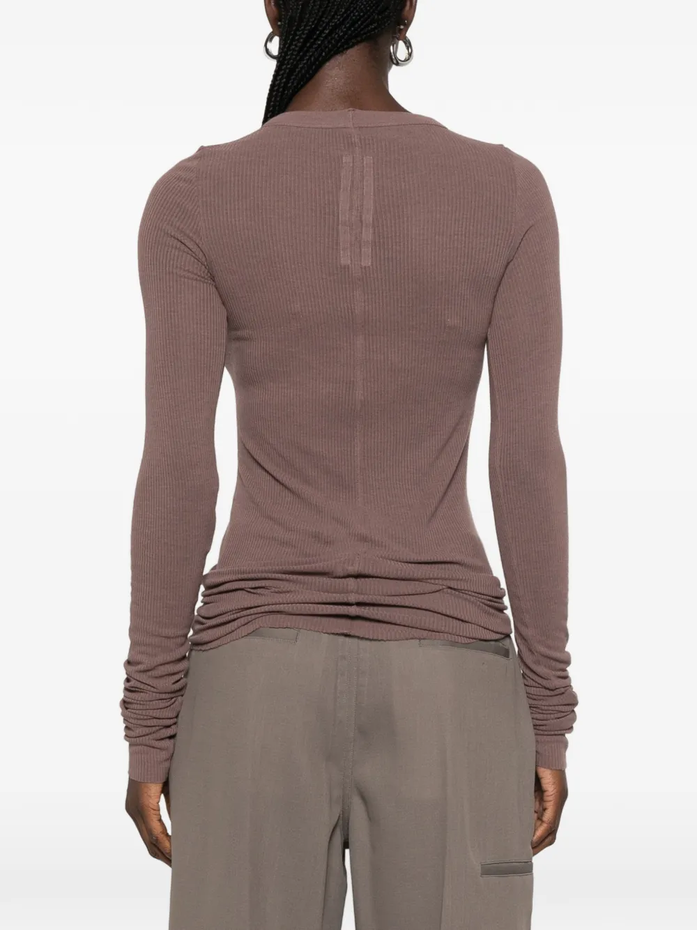 Rick Owens ribbed long-sleeve T-shirt Beige