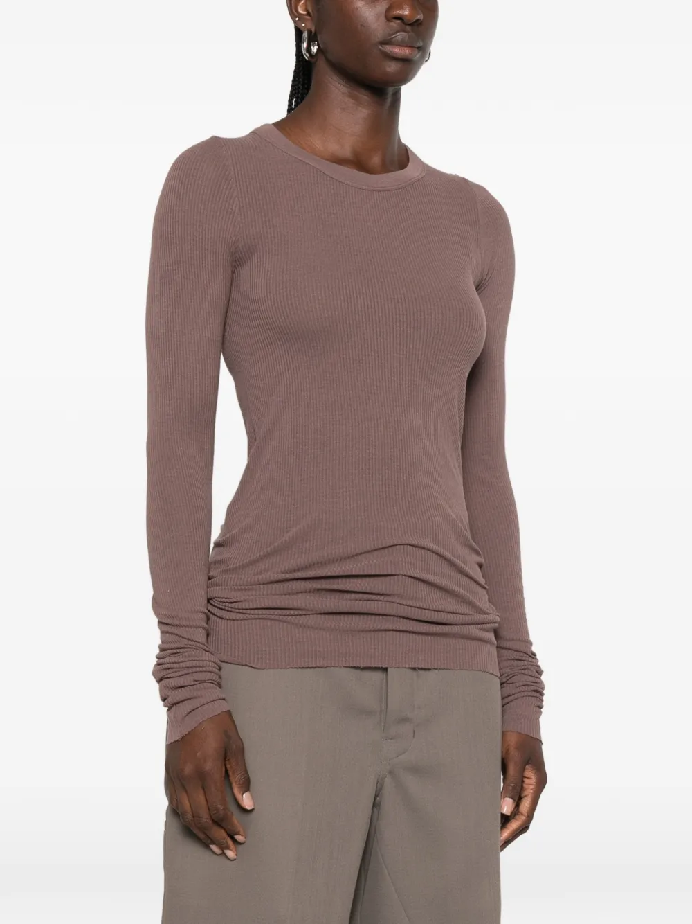Rick Owens ribbed long-sleeve T-shirt Beige