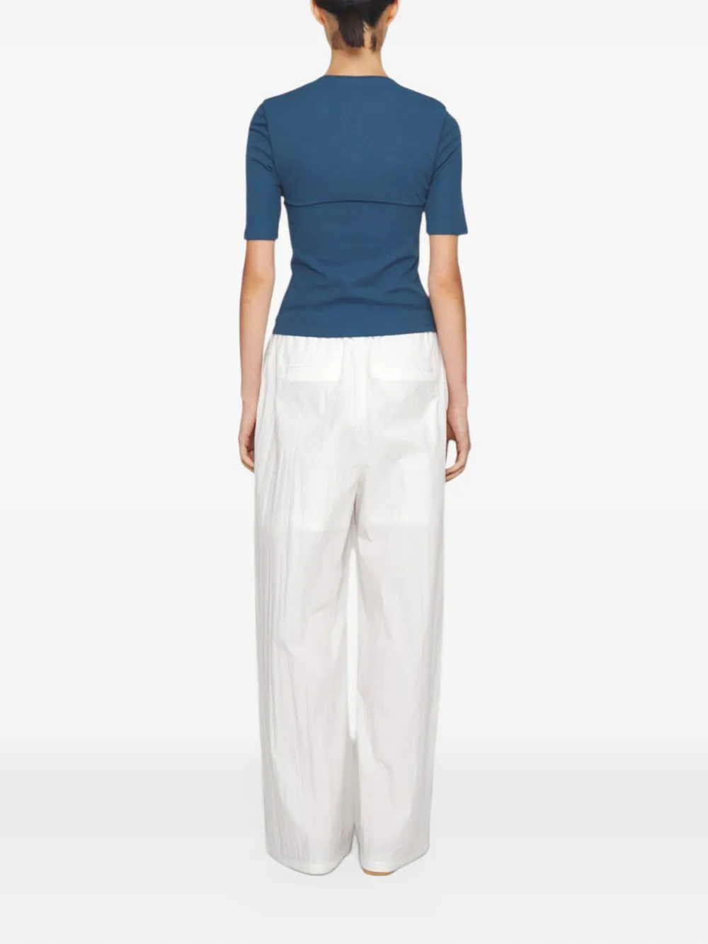 Amomento Broek met wijde pijpen Wit