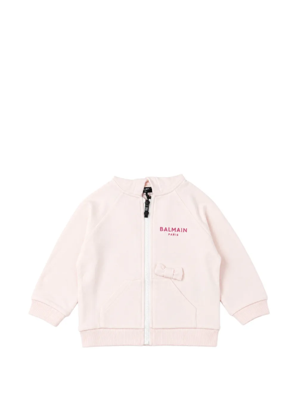 Balmain Kids logo-print bow-detail jacket - Rosa