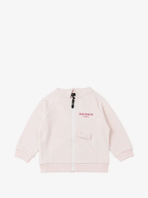 Balmain Kids logo-print bow-detail jacket