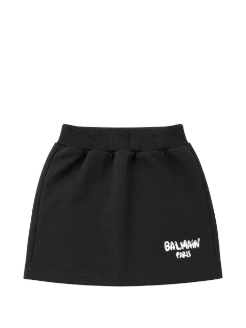 Balmain Kids falda corta elástica con logo estampado