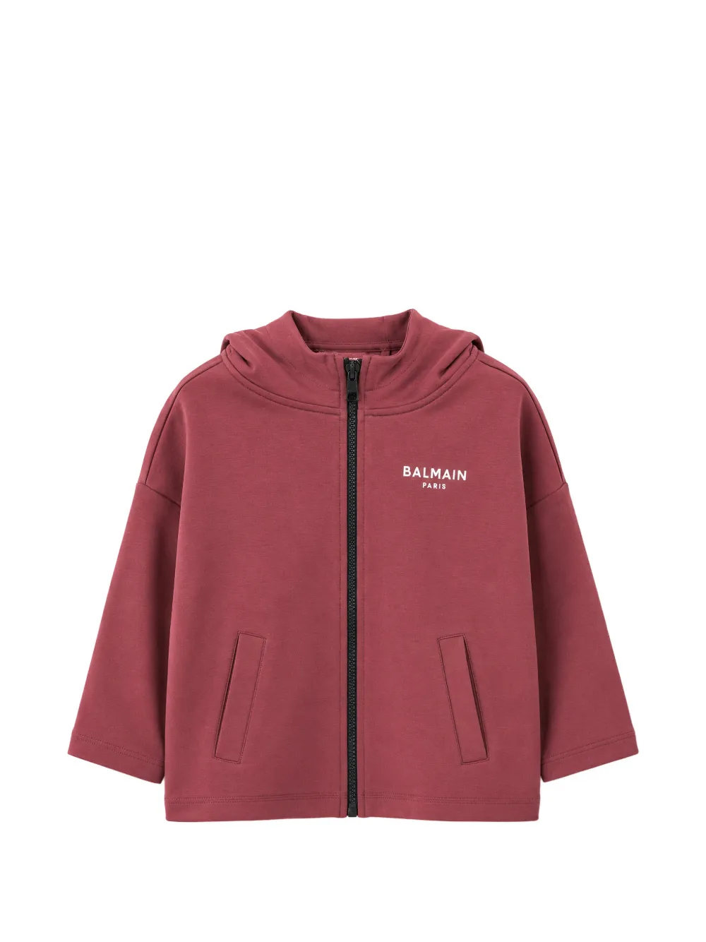 Balmain Kids logo-print zip-up hoodie - Rosso