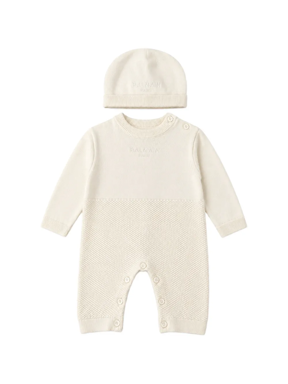 Balmain Kids logo-embroidered knit tracksuit - Toni neutri