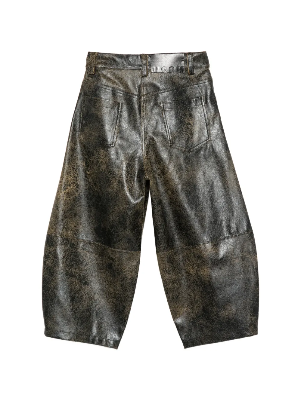 MSGM Kids Broek met geborduurd logo en gebarsten effect Zwart
