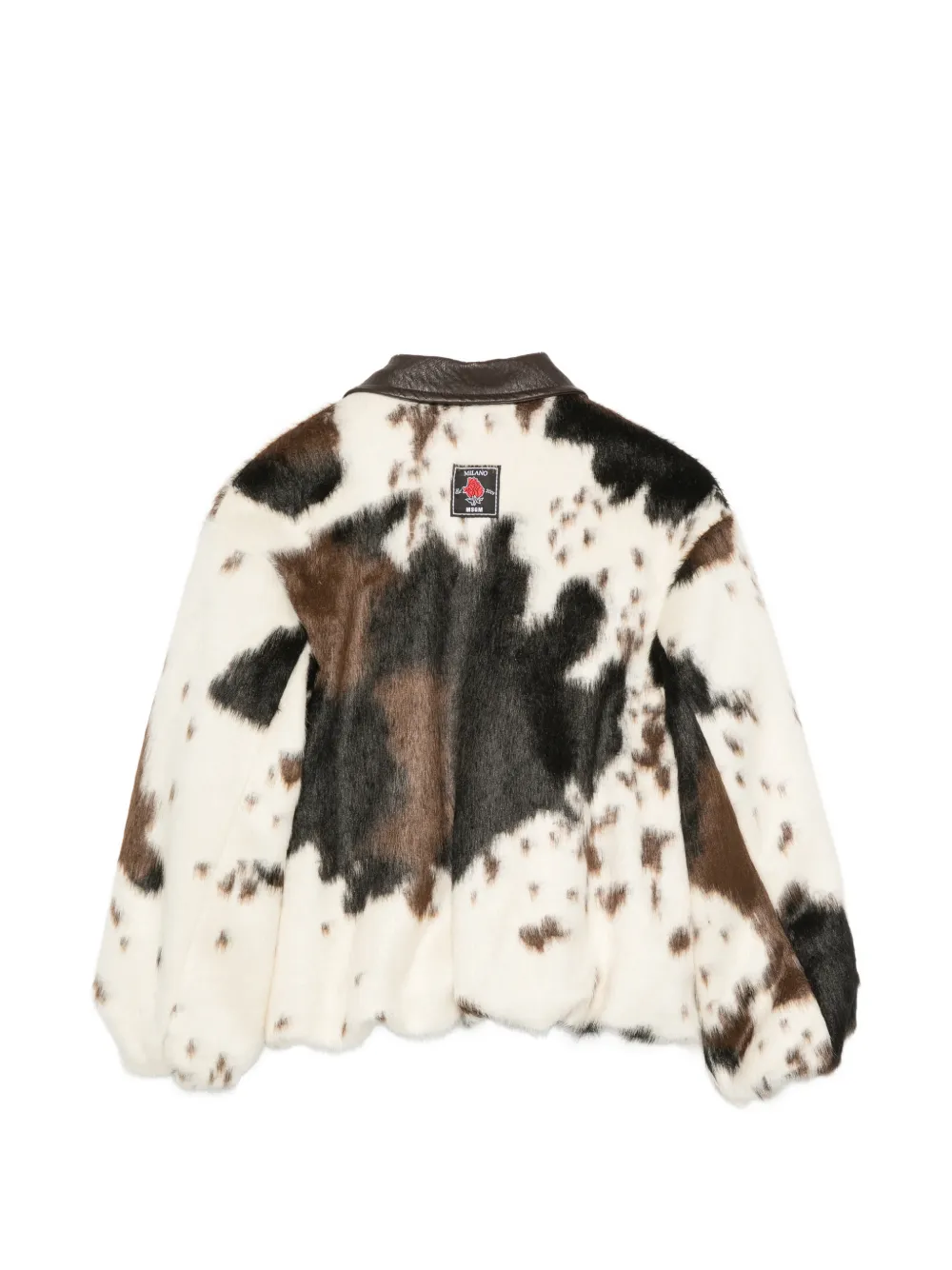 MSGM Kids Jack met rits en koeienprint Wit