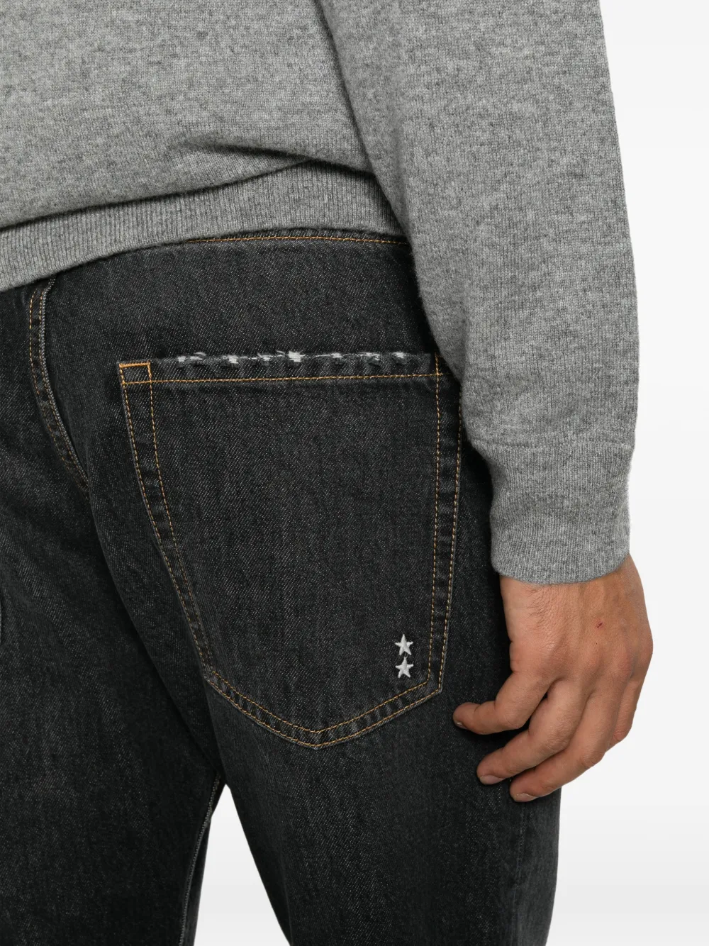ICON DENIM Josh jeans met gerafelde afwerking en vervaagd effect Zwart