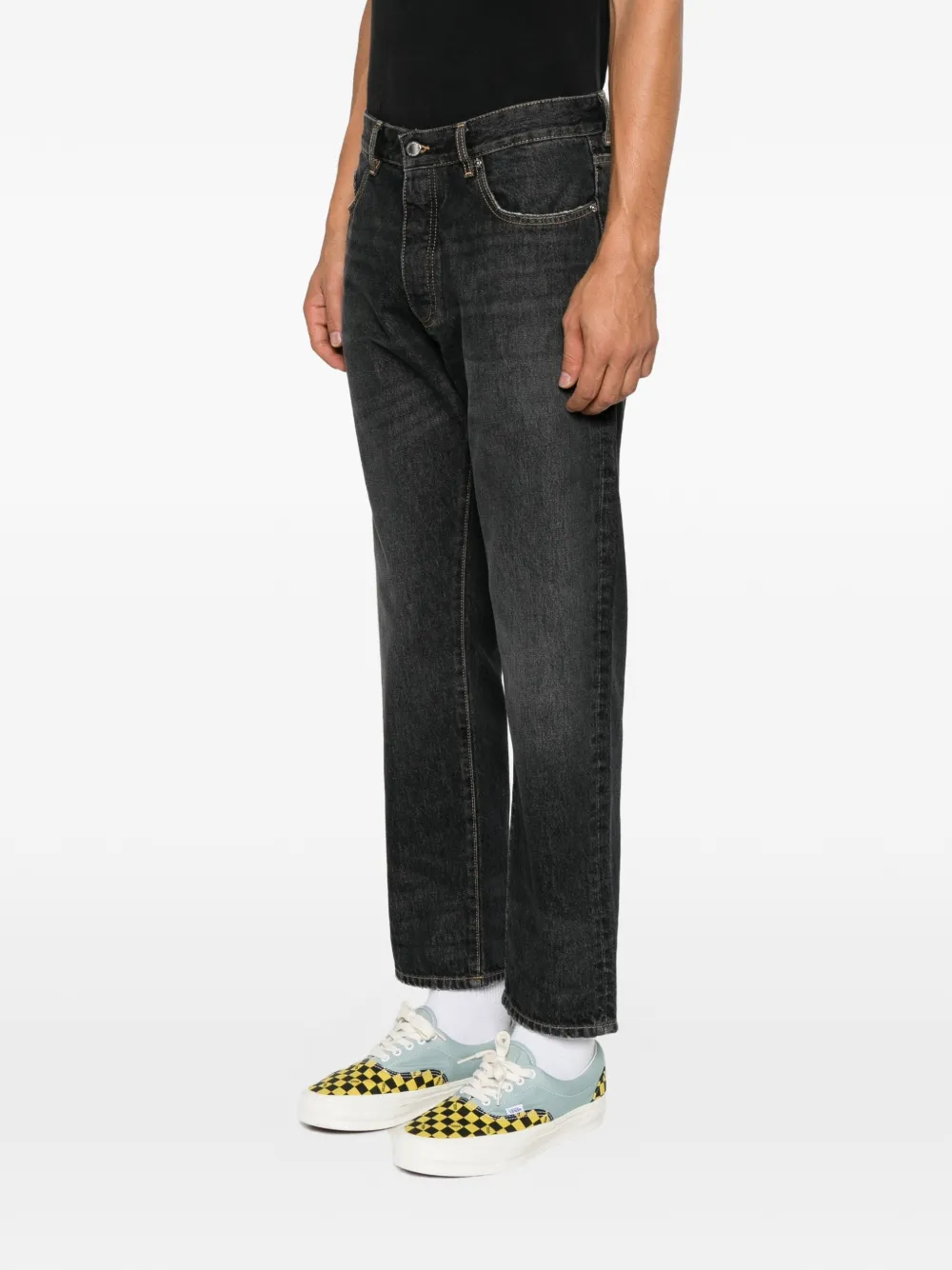 ICON DENIM Josh jeans met gerafelde afwerking en vervaagd effect Zwart