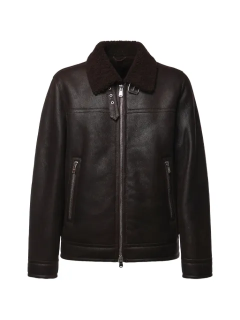 DONDUP shearling-collar leather jacket