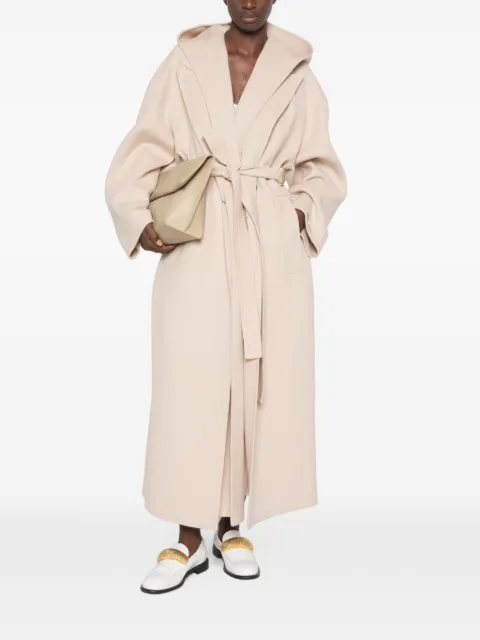 Sportmax manteau en laine ceinturée à capuche