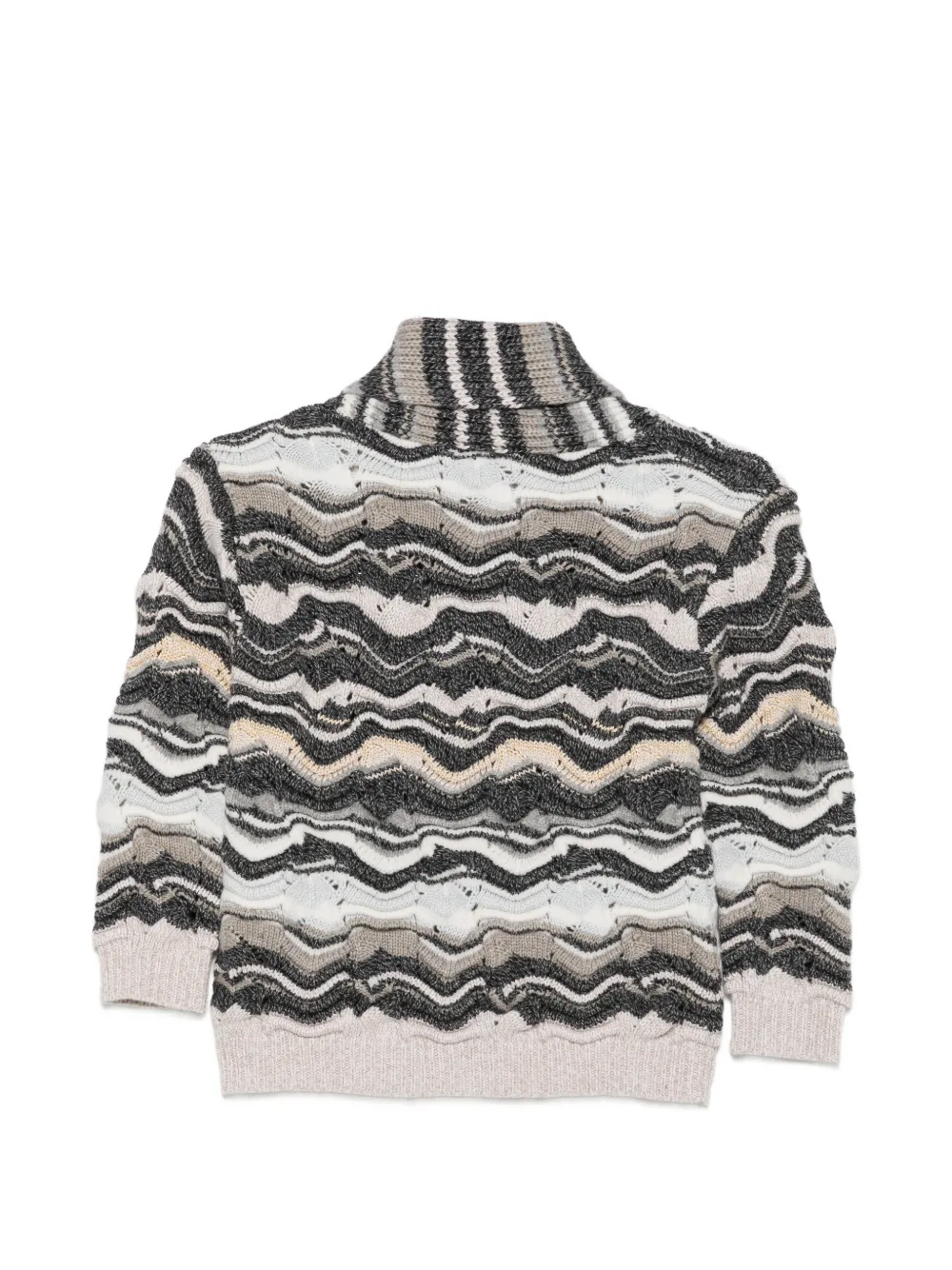 Missoni Kids Gebreide trui met zigzag-patroon en sjaalkraag Grijs