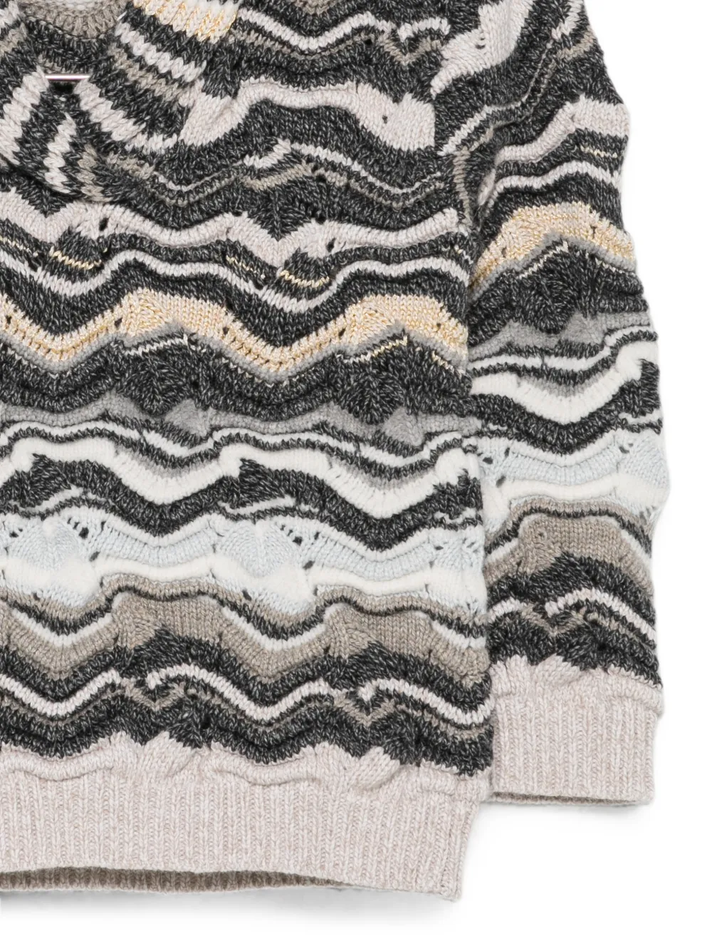 Missoni Kids Gebreide trui met zigzag-patroon en sjaalkraag Grijs