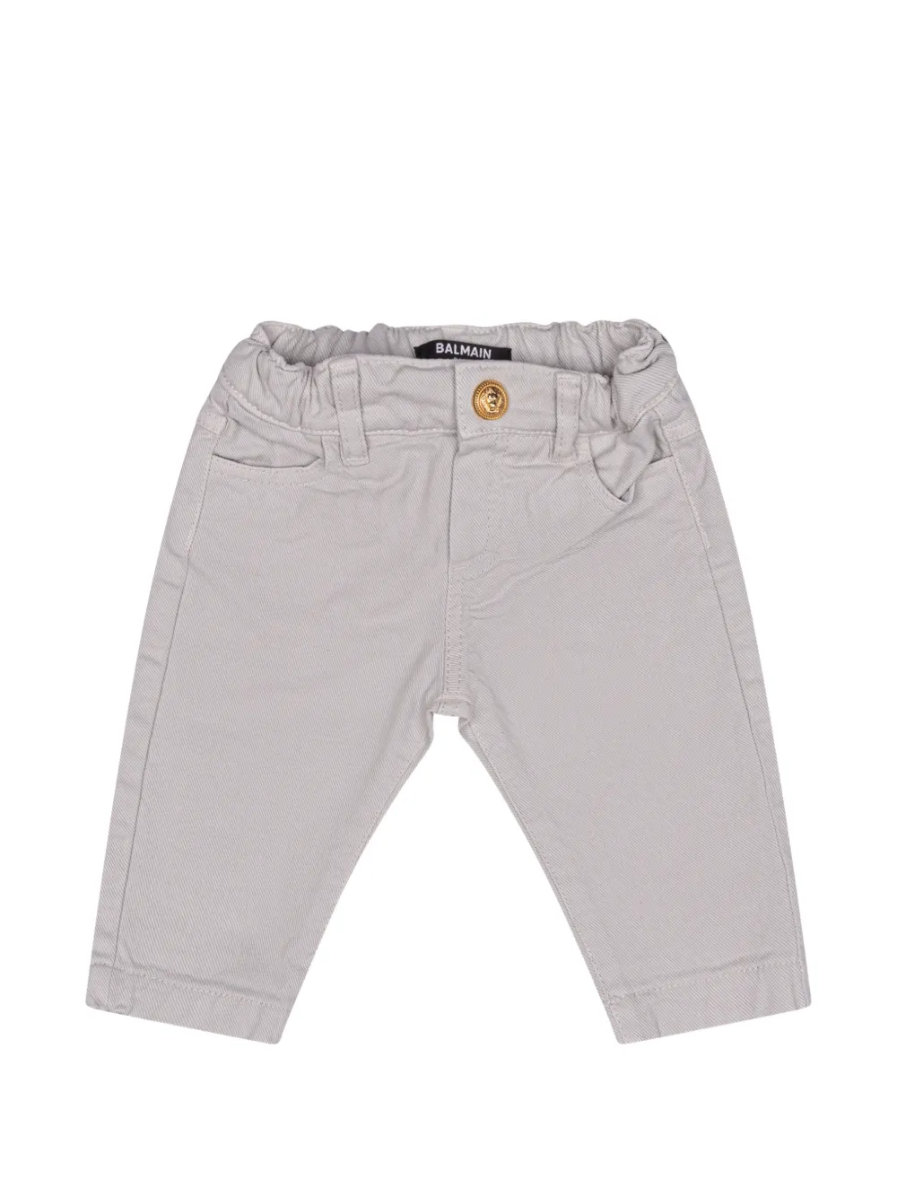 Balmain Kids logo-plaque elasticated-waist trousers - Grau