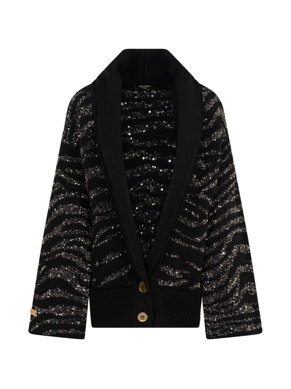 Balmain Kids sequin-embellished zebra-pattern cardigan - Nero