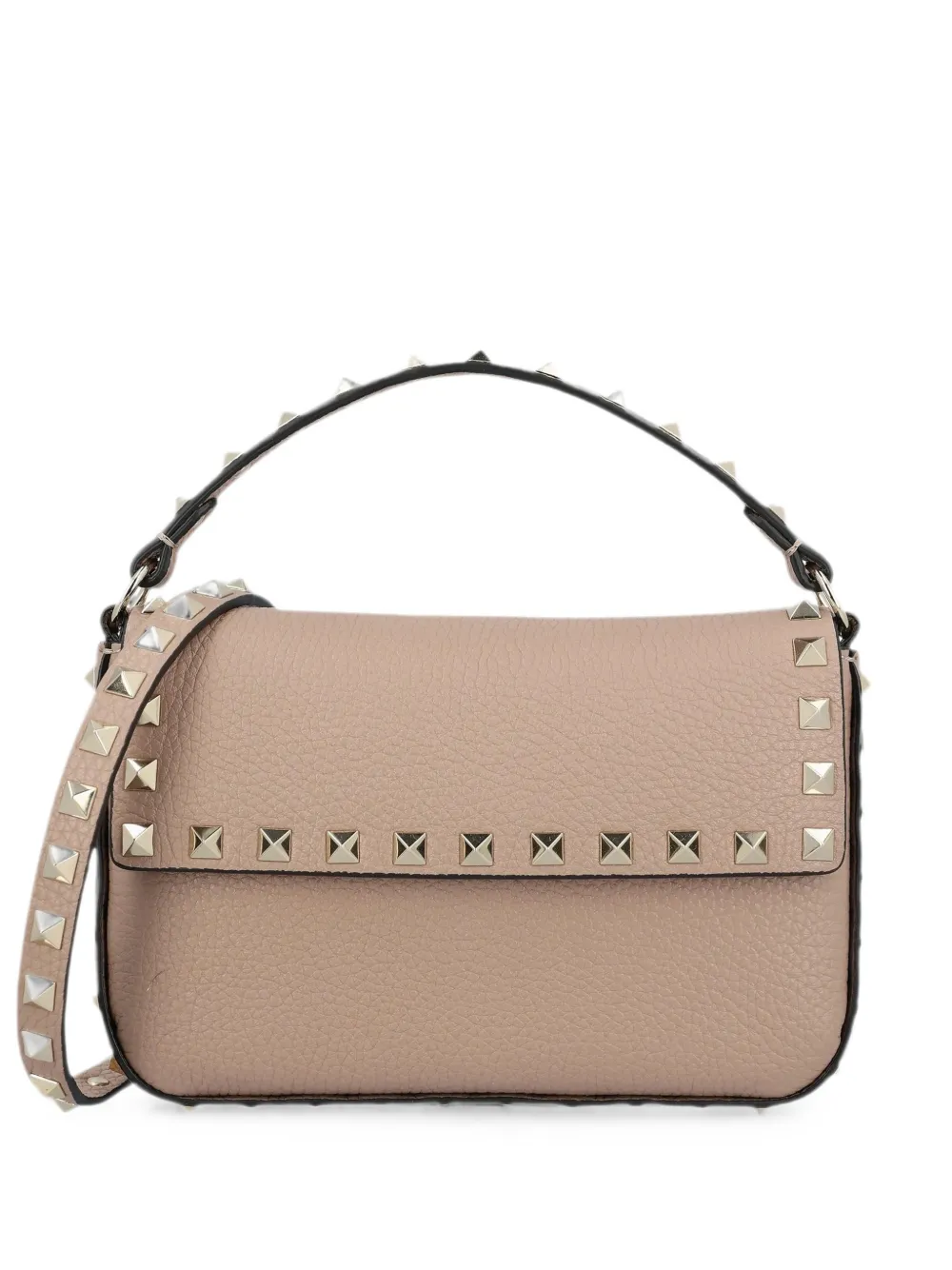 Valentino Garavani Rockstud grainy calfskin pouch - Nude