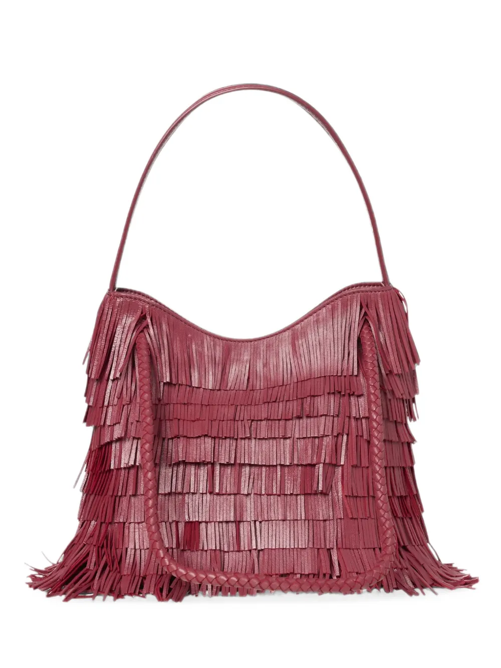 VISONA` Diletta fringed shoulder bag - Rosso