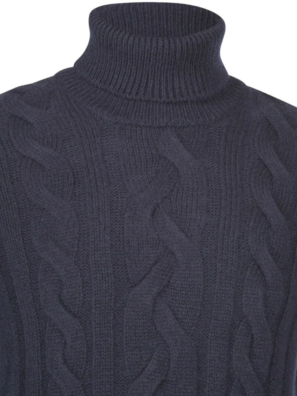 Gran Sasso cable-knit roll-neck sweater Blauw